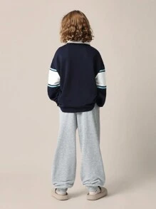 SUMWON Conjunto de 2 piezas con sudadera tipo polo y pantalón jogger de ajuste relajado regular para niños preadolescentes