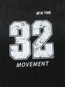 Manfinity Sporsity Plus Size Men's Casual Letter Print Crew Neck Short Sleeve T-Shirt