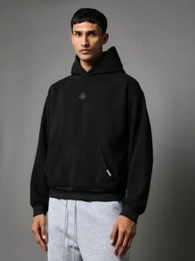 SUMWON Minimalist Essential Hoodie Pullover Fleece Winter Fall Sweatshirt Casual Loungewear Athleisure Urban Style Comfort Street Wear Hip-Hop Everyday Basic Classic - Black - View 2