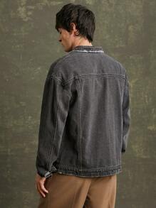 Chaqueta vaquera de conductor premium de 91% algodón para hombres - Negro - Ver 5