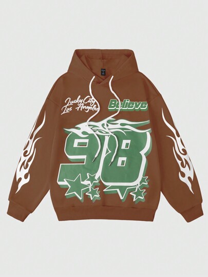 Street Life Men's Letter Print Minimalist Hoodie, Casual Daily Wear