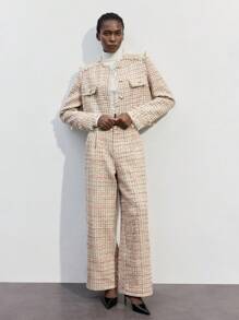 Maija Pantalones de tweed rectos y holgados de mujer, versátiles, para el otoño - Multicolor - Ver 4