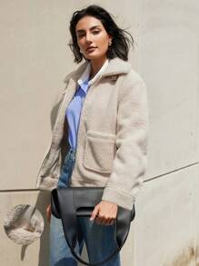 Aveloria Women's Casual Chic Commuting Turndown Collar Pile Jacket, Autumn/Winter