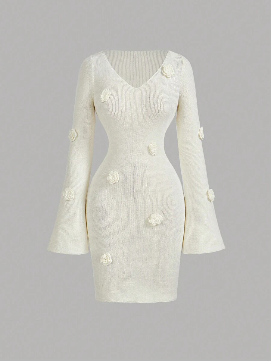 SHEIN MOD Plus Size Sweater Dress For Women, Dress,Fall Women Outfits,Warm Clothes,Thermal,Holiday Dress,Elegant Dress,, Party Dress,New Year,Valentine - Apricot - View 1