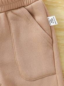 SHEIN 3 件装男童休闲运动街头保暖加厚图案印花下装，适合户外、秋冬季