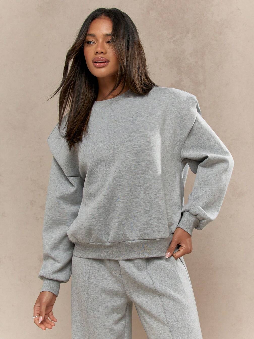 MISSGUIDED Shoulder Pad Oversized Fleece Lined Sweatshirt｜MISSGUIDED