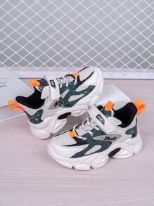 Low Top Teens Boys' Fashion Chunky Sneakers, Contrast Color Design, Adjustable Hook & Loop Closure, Easy To Wear, Suitable For Everyday, Campus, Student, Autumn/Winter - Multicolor - View 5