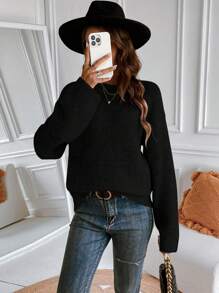 EMERY ROSE Newly Upgraded Premium Thick & Warm Women's Grey Crew Neck Sweater,Long Sleeve Tops Knit Pullover Fall Winter Outfit