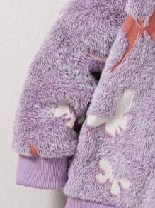 Bộ 2 món/Bộ áo trùm đầu họa tiết bướm thường ngày cho bé gái và quần dài tay - Màu Lilac Tím - Xem 5