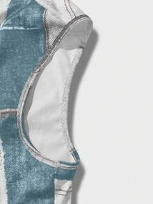 SHEIN Clasi 大码 V 领格子简约休闲连衣裙，适合日常穿着 - 淺藍色 - 查看 5