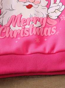 SHEIN Pull à col rond, épaules dénudées, avec nœud de Père Noël, rose fuchsia, style Y2K mignon et amusant, adapté aux fêtes de Noël et aux réunions familiales - Rose vif - Voir 3