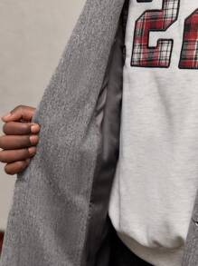 AKNOTIC Business Casual Áo khoác nam dệt kim dáng ôm vừa vặn, cổ bẻ, mở phía trước, thích hợp mặc mùa đông. - Xám - Xem 9