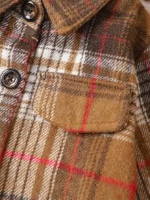 SHEIN Young Girl Plaid Print Flap Detail Shirt & Cami Jumpsuit