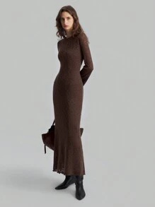 Ontre 2025 春季新款女装，舒适针织面料露背可调节肩带连衣裙，咖啡色休闲度假/返校长裙 - 咖啡棕 - 查看 10