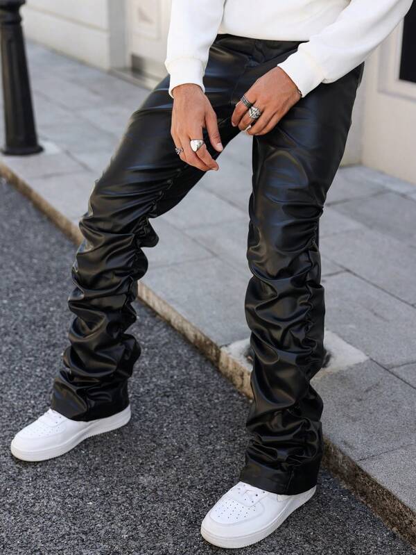 Manfinity Streetrush Pantaloni casual plissettati da uomo per lo streetwear in autunno, pantaloni lunghi dritti con pieghe per uscire, stile hip hop, adatti come regalo per il marito o il fidanzato