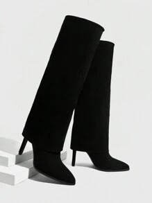 CUCCOO SZL Pointed Toe Thigh High Slim Heel Tall Boots, Women Sexy Over The Knee Riding Boots For And Spring Shoes Spring Break Easter - Black - View 2