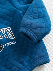 Cozy Pixies 2 件套男婴字母图案翻领拉链运动衫和慢跑裤套装 - 藍色 - 查看 5