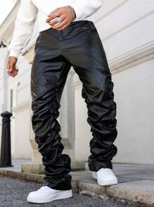Manfinity Streetrush Pantaloni casual plissettati da uomo per lo streetwear in autunno, pantaloni lunghi dritti con pieghe per uscire, stile hip hop, adatti come regalo per il marito o il fidanzato