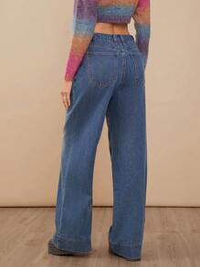 WESTFADE Premium Denim Baumwoll getönte weit geschnittene Jeans