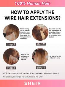 Halo Invisible Wire Human Hair Extensions With Transparent Headband Adjustable Size Removable Secure Clips Hair Extensions