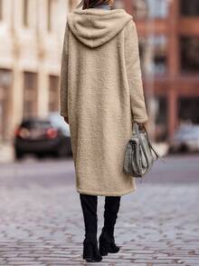 Women Solid Color Button-Up Long Sleeve Long Length Casual Regular Jacket For Everyday Wear