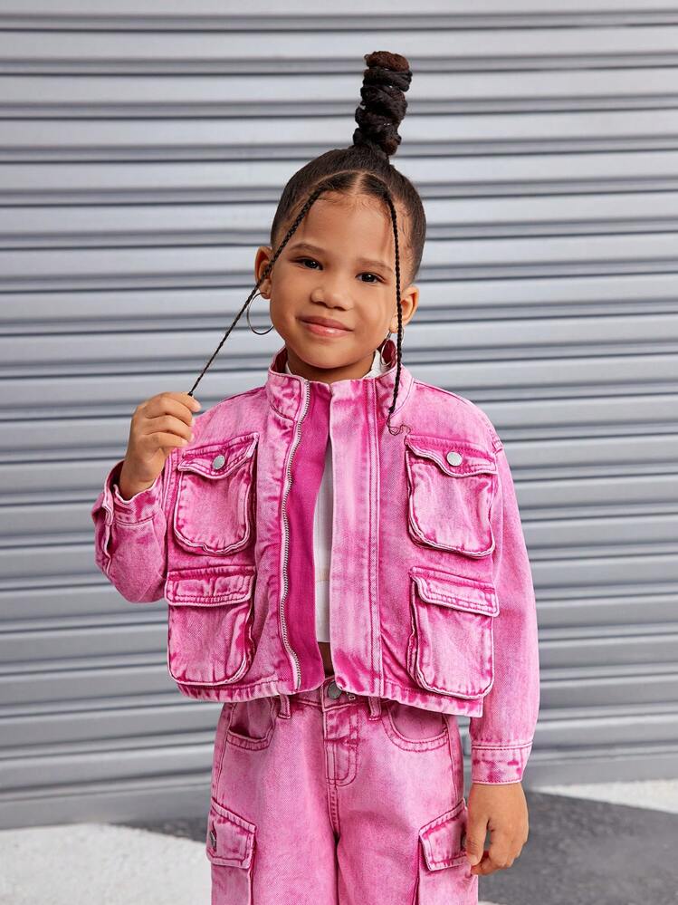 SHEIN ヤングガール Y2K かわいいピンク スタンドカラー 長袖 マルチ