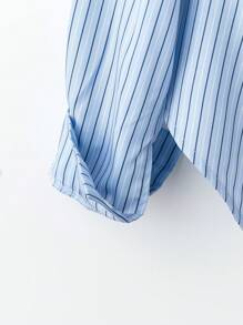 SHEIN Clasi 翻领收腰不对称条纹优雅女式衬衫女式衬衫