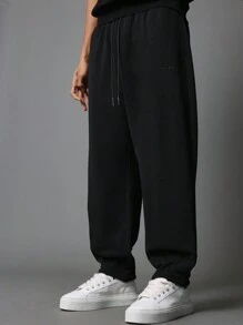 SUMWON Loose Fit Jogger Sweatpants Elastic Ankle - Black - View 1