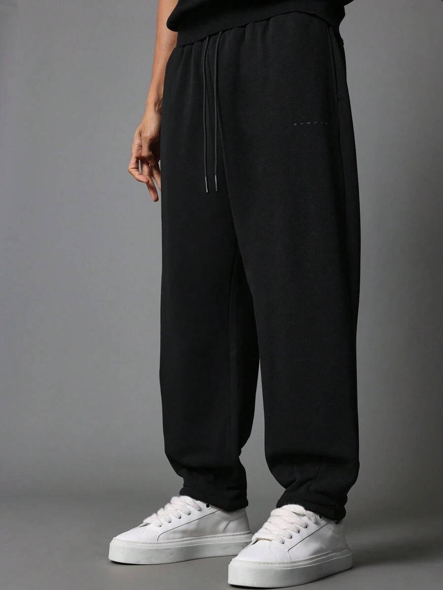 SUMWON Loose Fit Jogger Sweatpants Elastic Ankle - Black - View 1