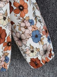 年轻女孩花卉印花长袖保暖衬里拼接毛绒连帽宽松夹克，适合日常休闲穿着、户外活动、秋冬季 - 彩色 - 查看 6