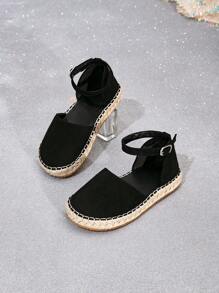 1pair Lightweight, Comfortable Casual Resort Style Flat Shoes For Girls, Suitable For All Seasons - Black - View 5