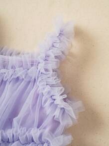 Souflis Souflis 女嬰荷葉邊網紗覆蓋連衣裙 - 紫色 - 查看 4