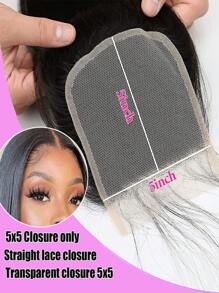 5x5 透明蕾丝闭合 仅限直发闭合 隐形蕾丝 12A 巴西真人发前部闭合 100% 真人发丝 预拔 自然黑色 - SNatural - 查看 8