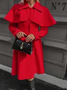 Calvaya Women's Solid Color Lapel Front Button Elegant Long Sleeve Overcoat Thermal
