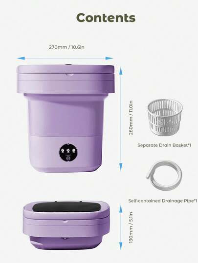 Teckwe Lavadora plegable, lavadora y secadora portátil tipo cubo totalmente automática con 3 modos de limpieza profunda de ropa interior, ropa de bebé y otras prendas pequeñas. Adecuada para apartamentos, dormitorios, hoteles 6L - Enchufe estadounidense