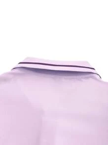 Manfinity Homme Men's Stripe Short Sleeve Casual/Office Polo Shirt - Mauve Purple - View 6