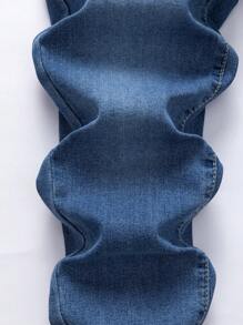 Jeans casuales de cintura elástica con lavado medio para niños preadolescentes