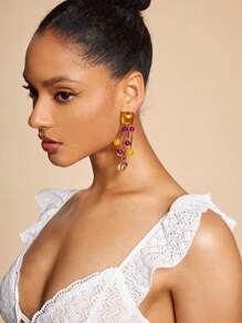 SHEIN BAE 1pair Women Vintage Tassel Drop Earrings, Suitable For Important Occasions