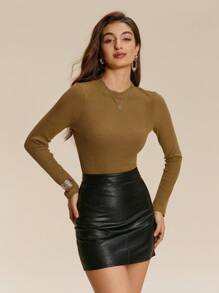 Chiquease Women's Solid Color Crew Neck Casual Long Sleeve T-Shirt
