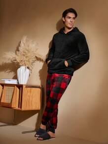 Bộ đồ ngủ quần kẻ sọc và áo hoodie mềm mại thoải mái cho nam, mùa thu/đông, dành cho Giáng sinh - Nhiều màu - Xem 1