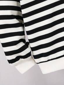 儿童/青少年男孩休闲条纹连帽运动衫长袖宽松针织运动衫，适合学校、花园、海滩、生日、春季、夏季、秋季和冬季 - 彩色 - 查看 5