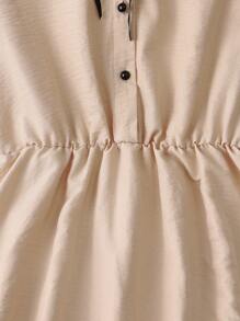 SHEIN Clasi Women's Elegant Tie Collar Color-Block Pleated Long Sleeve Dress Maxi Women Outfit