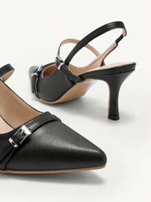 CUCCOO BIZCHIC Zapatos de tacón alto de dedo del pie puntiagudo elegantes y versátiles para mujer - Negro - Ver 6