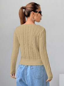 Flirla بلوزة نسائية ذات رقبة على شكل V من محبوك كبليه، بطراز كاجوال مناسبة للخريف/الشتاء