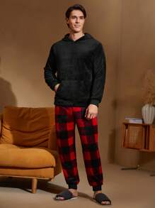Bộ đồ ngủ quần kẻ sọc và áo hoodie mềm mại thoải mái cho nam, mùa thu/đông, dành cho Giáng sinh - Nhiều màu - Xem 9