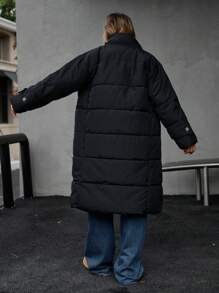 Aveloria Affinna 宽松百搭休闲设计斜襟夸张大口袋针脚H型超保暖立领长袖特长冬装棉服女装夹棉外套