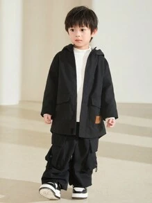 SHEIN 年輕男孩適用休閒寬鬆長款編制外套