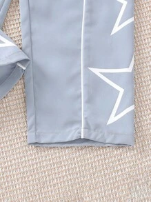SHEIN Quần dệt ống đứng giản dị cho bé trai tuổi teen, phong cách thời trang đường phố - Xám - Xem 5