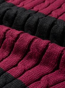 Manfinity Sporsity Maglione girocollo a maniche lunghe con righe a contrasto e ricamo a lettera per uomo