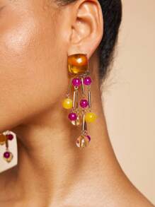 SHEIN BAE 1pair Women Vintage Tassel Drop Earrings, Suitable For Important Occasions